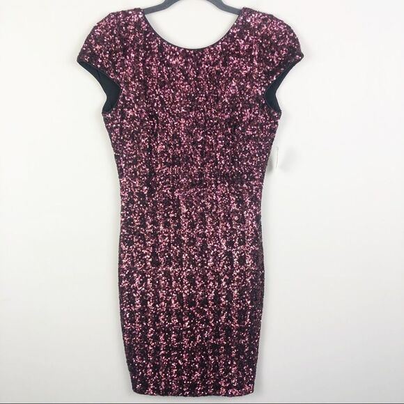 DRESS THE POPULATIONFully Sequin Dress Burgundy